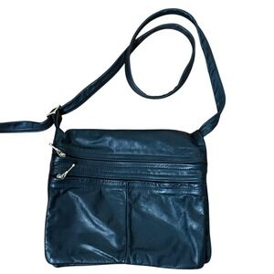 Maple Leather‎ Company Saddlebag Crossbody Bag Purse Black Buttery Soft Leather